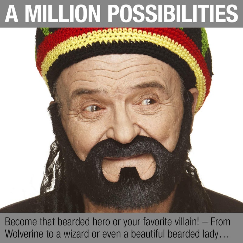 Mustaches Self Adhesive Fake Beard, Novelty, On Bail False Facial, Costume Accessory for Adults, Black Lustrous Color - Image 5